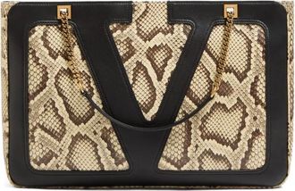 Valentino Garavani Borsa tote in pelle con effetto serpente - Toni neutri