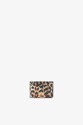 Ganni Brown Leopard Grained Bou Card Holder