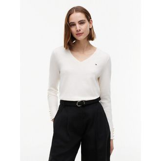 Tommy Hilfiger Trui met V-hals en manchetten met knopen