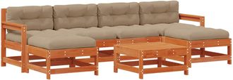 vidaXL Conjunto De Sof&aacute;s De Jard&iacute;n 7 Pcs Marr&oacute;n Cera Y Taupe Vidaxl