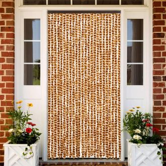 vidaXL Vidaxl - Cortina Mosquitera Chenilla Ocre Y Blanco 100x220 Cm