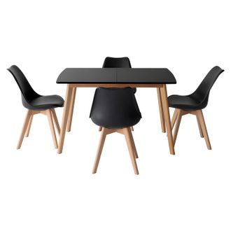 Happy Garden Happy Garden - Tavolo Allungabile 120/160cm Helga E 4 Sedie Nora Nero