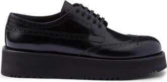 Prada brushed-leather lace-up shoes - women - Leather/Leather/Rubber - 37 - Black