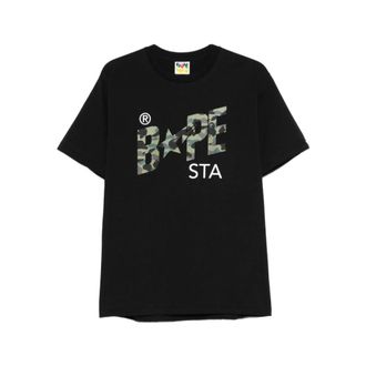 A Bathing Ape T-Shirts, male, Black, Size: XL Camouflage-Print Logo T-Shirt