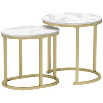 HOMCOM Mesas auxiliares 50x50x50.5 cm oro