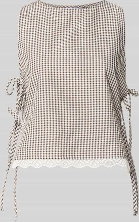 Noisy May Blusentop mit seitlicher Schn&uuml;rung Modell ELIZA in Mittelbraun, Gr&ouml;&szlig;e XL