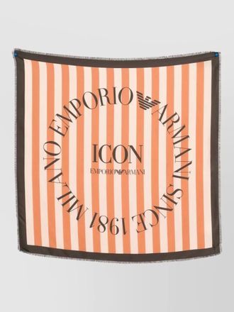 Emporio Armani silk foulard striped design fringed edges