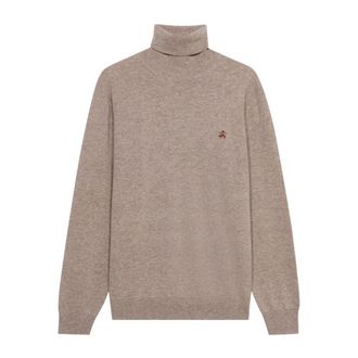 Brooks Brothers Truien & Vesten, Heren, Beige, 3Xl, Wol, Lamswol coltrui met logo