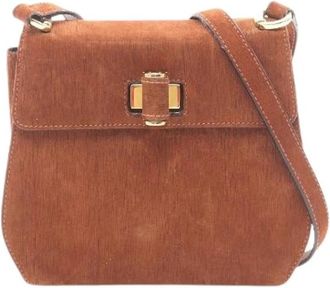 Ferragamo Pre-owned Suede Schoudertas - Dames - Vintage Schoudertas - Bruin - ONE Size - Leer - Vintage