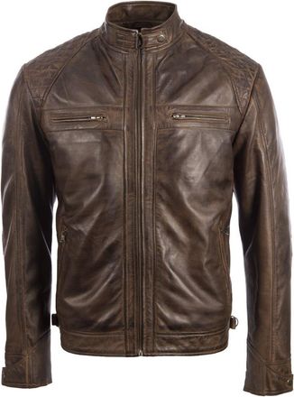 Aviatrix Mens Real Leather Crosshatch Shoulder Detail Fashion Jacket (44T9), Nevada Brown, S / Chest=40inches