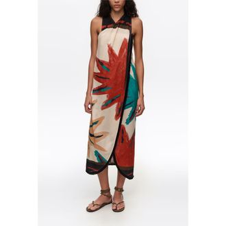 Bimba & Lola Positional Sun Fringed Midi Wrap Dress in Sun Positional at Nordstrom, Size X-Small Eu