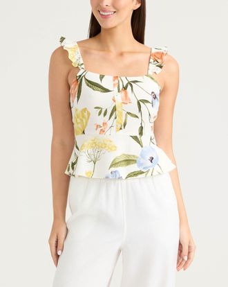 Ellen Tracy Womens Ruffle Sleeve Top