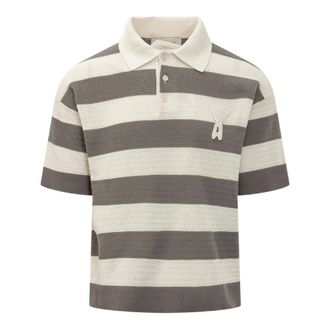 Ami Polo Shirts, male, Beige, Size: S CH Large MC Embossed ADC Wide Shirt