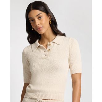 Onia Cotton Boucle Polo in Natural at Nordstrom, Size X-Small