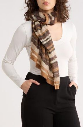 Steve Madden Stripe Metallic Knit Square Scarf in Brown at Nordstrom Rack