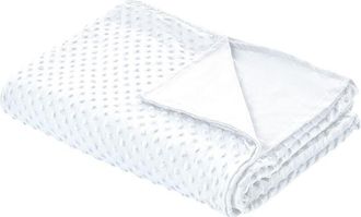 Beliani Funda De Manta Pesada Moderna N&oacute;rdica Tejido Poli&eacute;ster Lunares 135 X 200 Cm Blanca Callisto