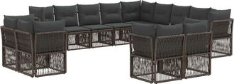 vidaXL Conjunto De Sof&aacute;s De Jard&iacute;n 13 Uds. Gris Rat&aacute;n Sint&eacute;tico Vidaxl