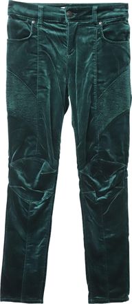 Balmain Slim Fit Trousers in Green Velvet