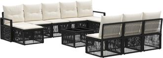 vidaXL Conjunto De Sof&aacute;s De Jard&iacute;n 11 Uds. Negro Rat&aacute;n Sint&eacute;tico Vidaxl