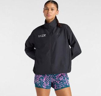 New Balance Womens London Edition Fast Days Run Jacket in Black Polyester, size X-Large