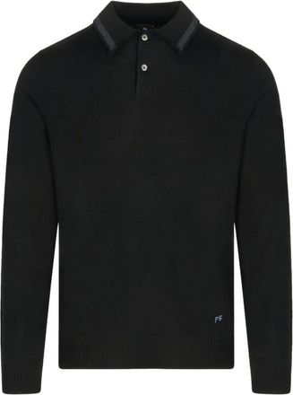Paul Smith Round-neck Knitwear, male, Black, 2XL, PS Knitted Trim LS Polo