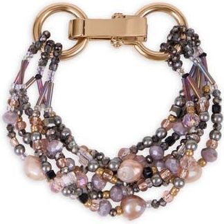 Saachi Beaded Cluster Statement Bracelet in Purple at Nordstrom Rack