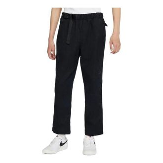 Nike Mens Nike Solid Color Logo Embroidered Elastic Waistband Straight Casual Pants/Trousers Black DQ4297-010
