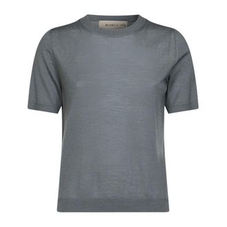 Blanca Vita Gebreide top met ronde hals - Dames - Truien - Grijs - Maat: XS Wol