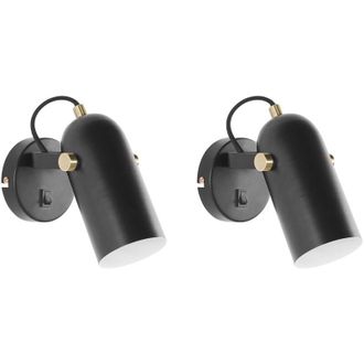 Beliani Set di 2 lampade in metallo nero con paralume regolabile 17 cm Tyria