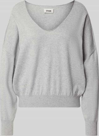 Drykorn Drykorn Strickpullover aus Baumwoll-Kaschmir-Mix Modell RISORY in Hellgrau Melange, Gr&ouml;&szlig;e XL