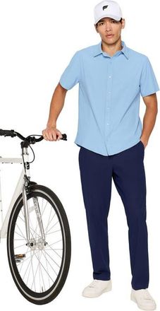 Fabletics The Don Short Sleeve Button Up in Newport Blue at Nordstrom, Size Xx-Large