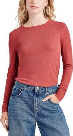 Splendid Isabella Shimmer Long Sleeve Tee In Poppy