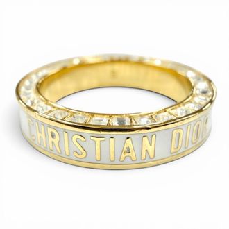 Dior Gold White Band Ring (Pre-Owned)