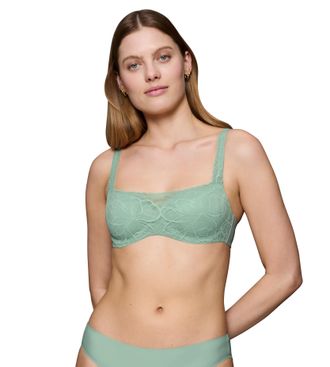 Triumph Balconette-BH TRIUMPH Body Make-Up Illusion Lace, Damen, Gr. 70, Cup C, gr&uuml;n (misty turquoise), Microtouch, Obermaterial: 51% Polyamid, 37% Polyester,