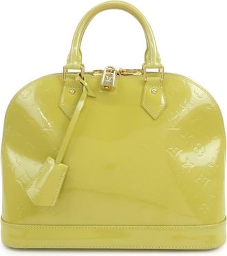 Louis Vuitton Alma Monogram Vernis Green Patent_Leather Handbag (Pre-Owned)