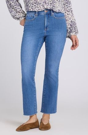 NYDJ Billie Frayed High Waist Ankle Mini Bootcut Jeans in Blue Paradise at Nordstrom, Size 12P