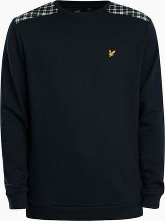 Lyle & Scott Mens Lyle & Scott Check Panelled Crewneck Sweatshirt - Dark Navy - Size: 42