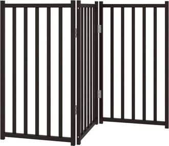 vidaXL Puerta De Perros Plegable 3 Paneles Madera Abeto Negro 150 Cm Vidaxl