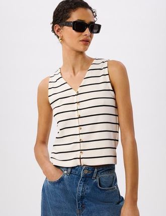 Whistles Stripe Button Front Tank in Multicolour at Nordstrom, Size Small