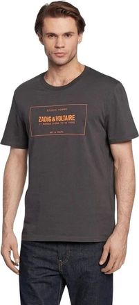 Zadig&Voltaire Tops, Heren, Grijs, S, Print T-Shirt met Patroon