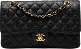 Chanel Pre-owned Classic Flap Bag - Dames - Vintage Schoudertas - Zwart - ONE Size - Leer - Vintage