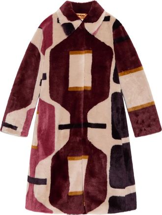 Maliparmi geometric-pattern faux-fur coat - Neutrals