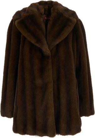 Max Mara Nepbont & Shearling Jas - Dames - Jassen - Bruin - M - Nepbont - Jassen
