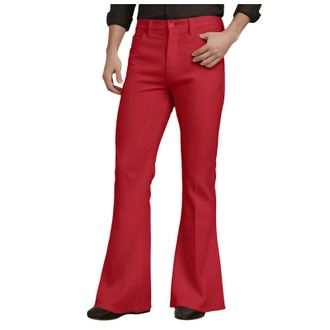 Generic Mens Flared Pants Trousers Mens Stretch Casual Classic Retro Slim Flare Trousers Vintage Bell Bottom Men 60s 70s Flared Pants with Pockets for Theme P