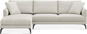 Castlery Lena Chaise Sectional Sofa Left Facing Customized, Performance Linen Weave, Sand, Matte Black Legs, Spill Resistant for Castlery Sofas, Grey