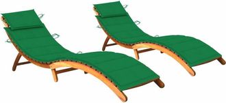 vidaXL Vidaxl - Tumbonas 2 Unidades Con Cojines Madera Maciza De Acacia