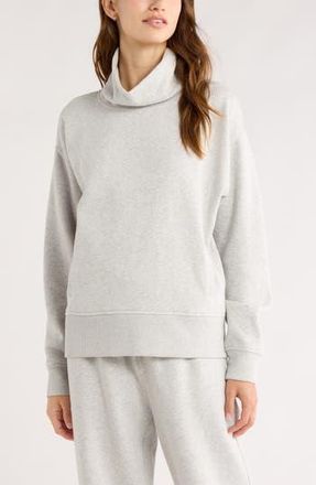 Zella Ultracozy Fleece Funnel Neck Top in Grey Light Heather at Nordstrom Rack, Size Medium