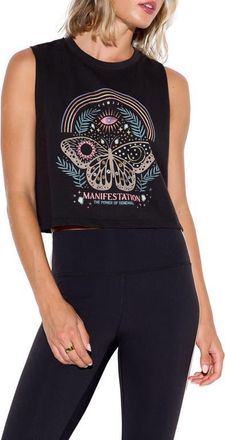 Spiritual Gangster Manifest Spirit Crop Top in Black at Nordstrom, Size Small