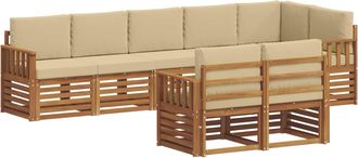 vidaXL Conjunto De Sof&aacute;s De Exterior 8 Uds. Natural Y Beige Poli&eacute;ster Vidaxl
