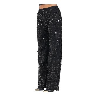 Vicolo Straight Jeans, female, Black, Size: S Black Sequin Wide Leg Jeans